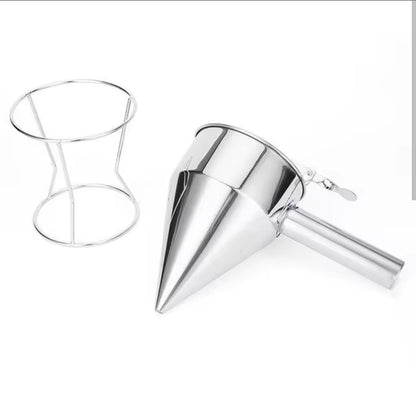 Waffle Batter Dispenser Funnel with Stand Pancake Batter Dispenser Baking Tool Stainless Steel Fish Ball Funnel Kitchen Tools